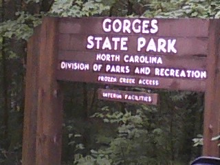 Gorges State Park Frozen Creek Access Sign